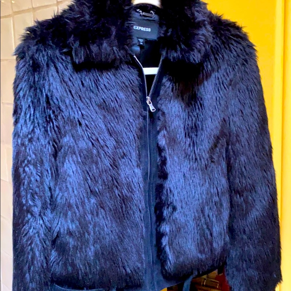 express leather fur coat